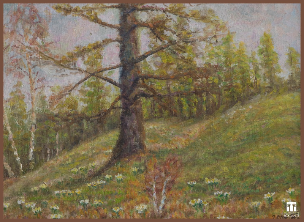НХМ-9770 Ж-2148 Карсанаев П.Т. 1923-2022. Весна в лесу. 2002. Оргалит, масло (1).jpg